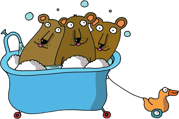 Illustration : Trois petits ours à la rivière